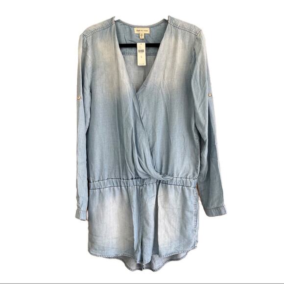 Anthropologie Cloth & Stone Chambray Romper - Picture 2 of 8